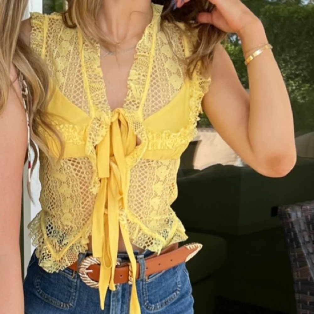SIEDRES Yellow Lace Blouse